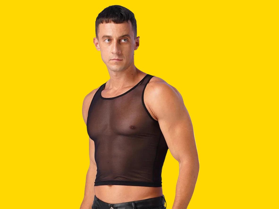 7-14-25 UNAVAILABLE Gay Crop Tops | Clubwear Sheer Mesh Crop Top