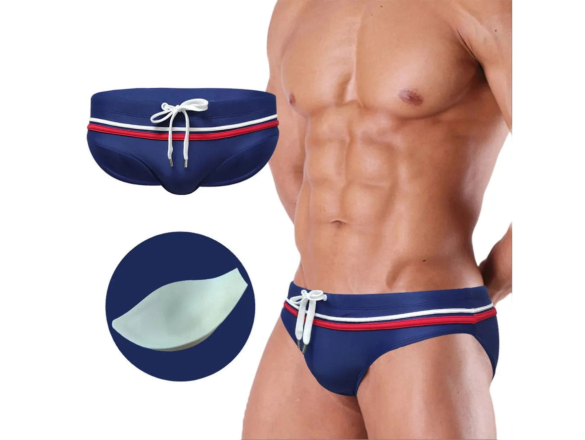 Apex Stripe — UXH Low-Rise Gay Swim Briefs
