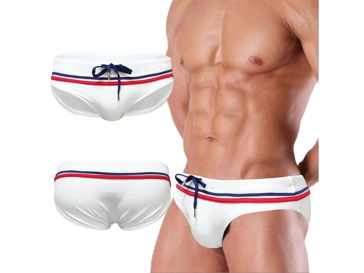 Apex Stripe — UXH Low-Rise Gay Swim Briefs