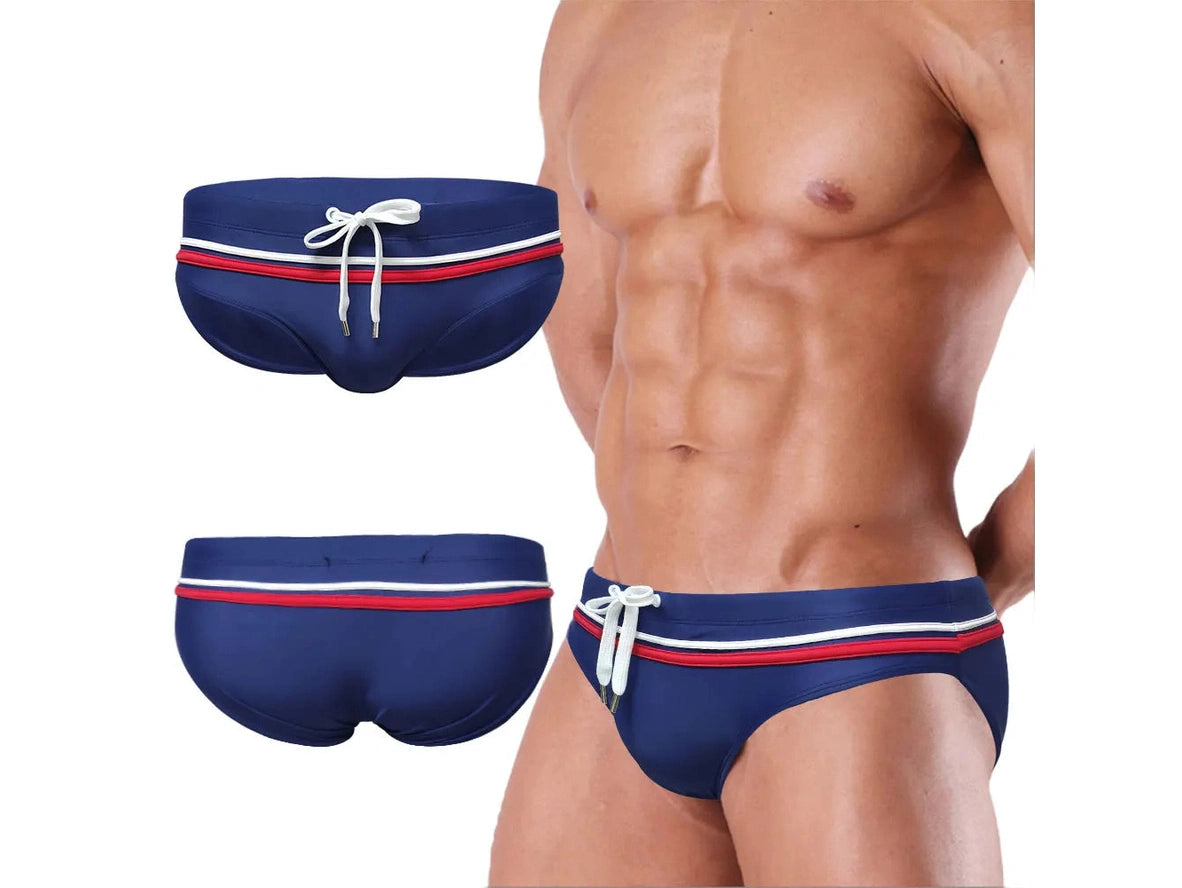 Apex Stripe — UXH Low-Rise Gay Swim Briefs