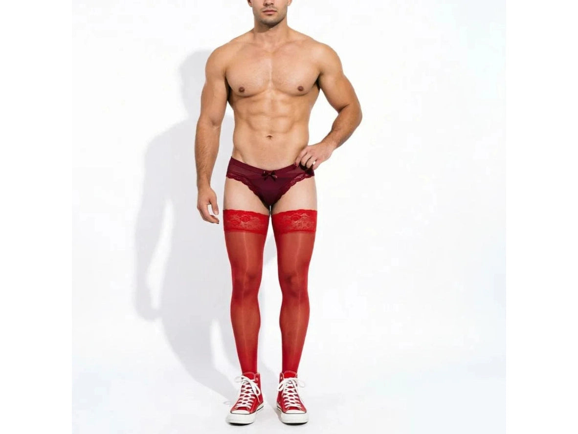 Aura Lace — Contrasting Silky Gay Sheer Pantyhose