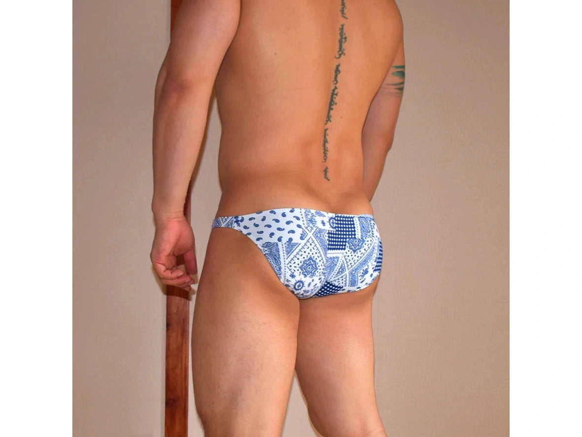 Blue Mosaic – Ultra Low Rise Gay Swim Bikini