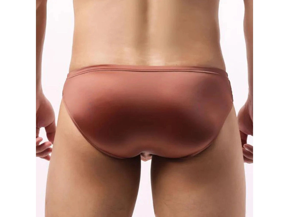 Brownish-rose back view seamless gay briefs with narrow waistband