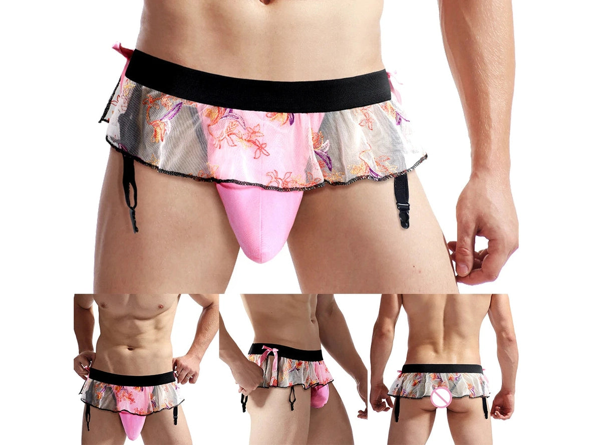 Floral Bloom – Pink Gay Thong Skirt
