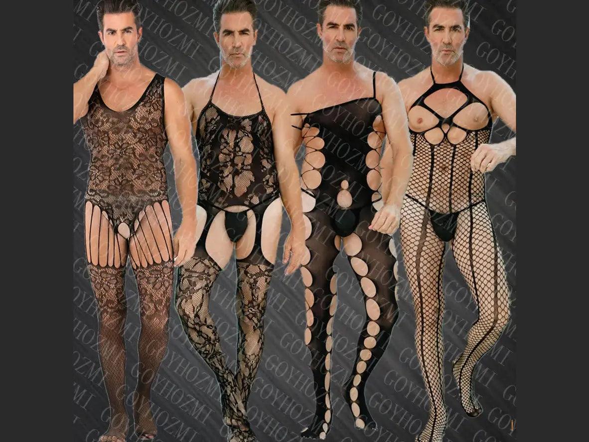 Gay Bodystockings | Male Lingerie Teddy Mesh Net Stockings Sleepwear