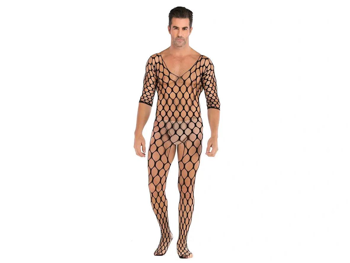 Gay Bodystockings | Male Lingerie Teddy Mesh Net Stockings Sleepwear