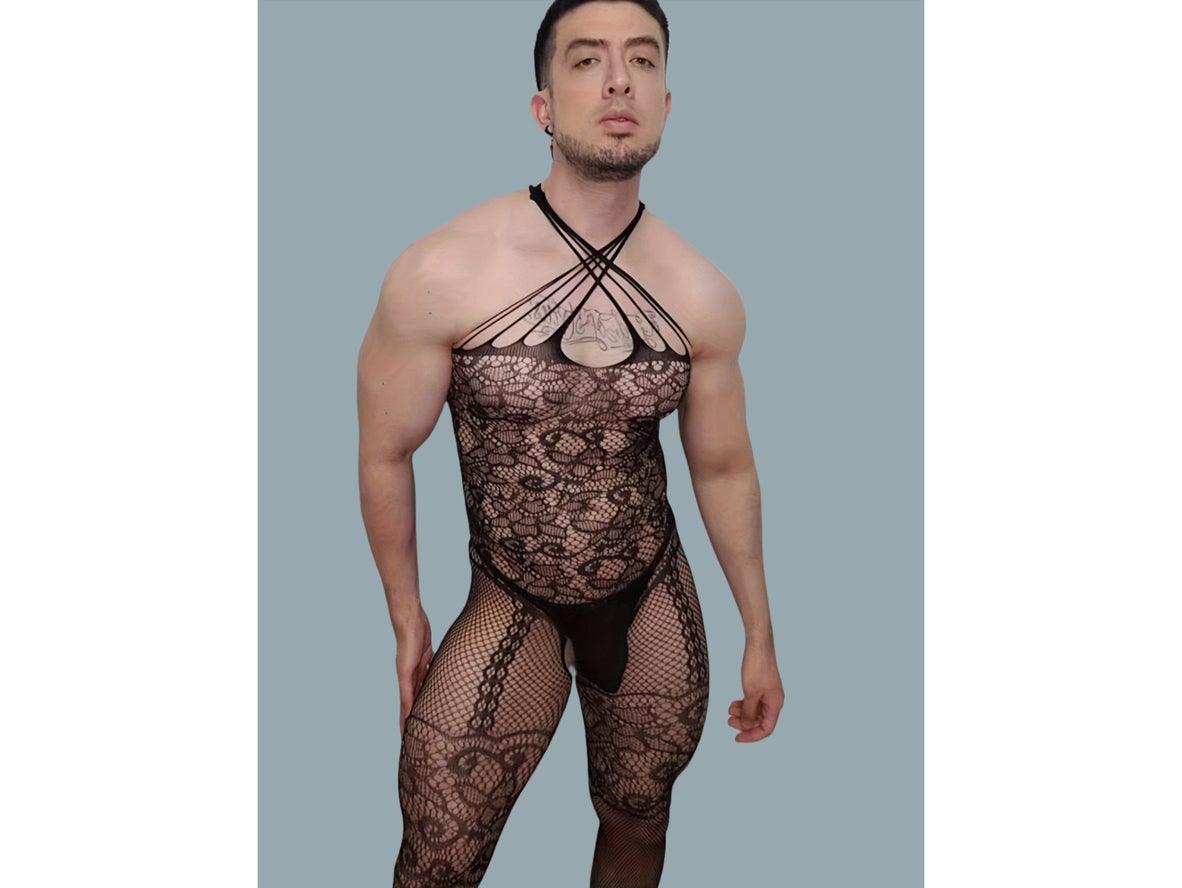 Gay Bodystockings | See-Through, Hollow-Out Design, Open Crotch Lingerie