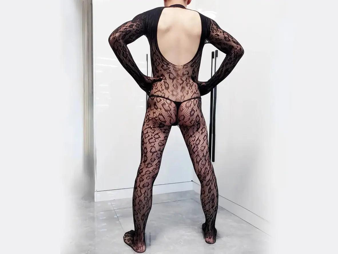 Gay Bodystockings | Sexy Leopard Long Sleeved One-Piece Bodysuit