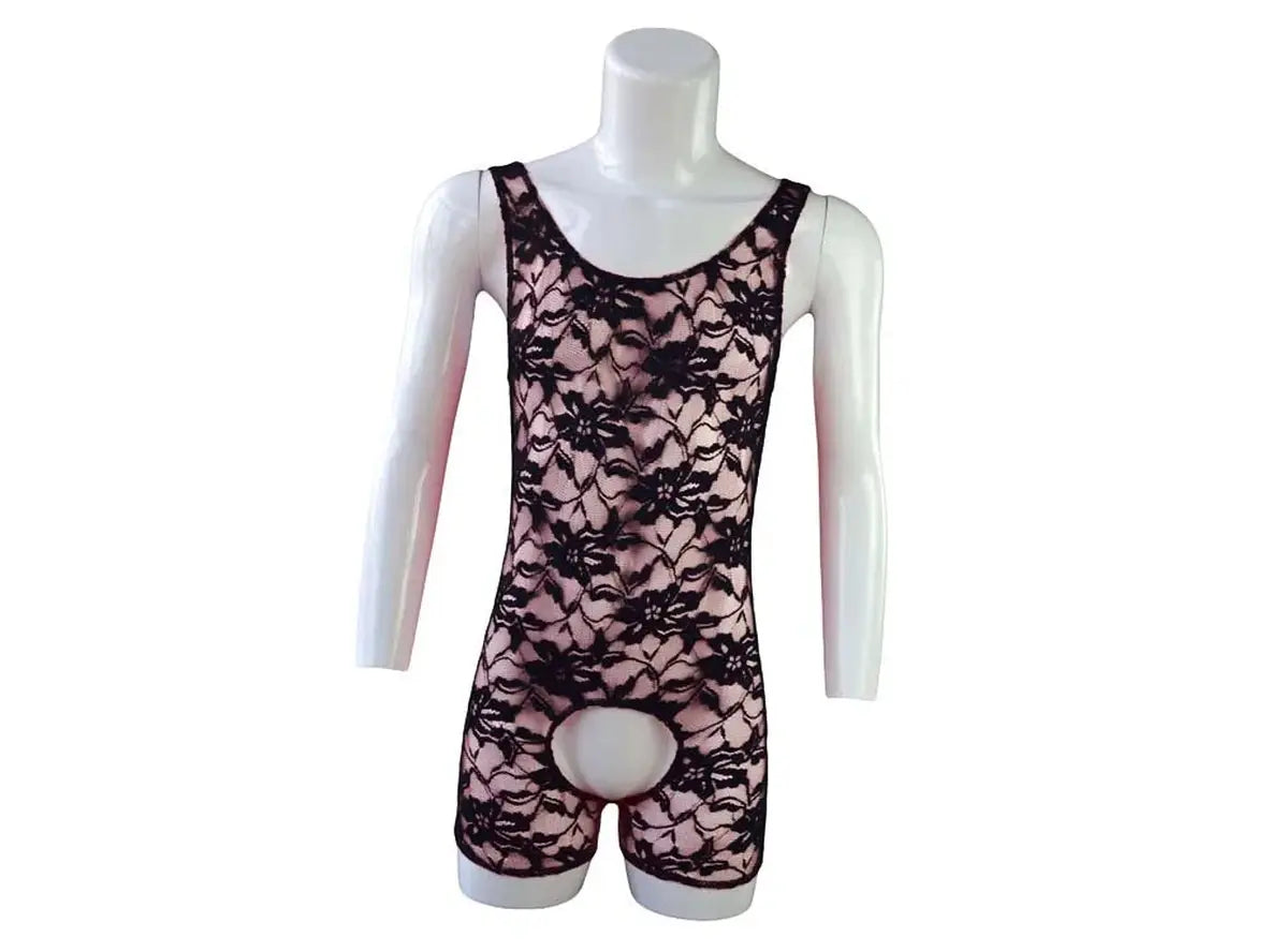 Gay Bodysuit | Sexy Lace Open Crotch Sleepwear