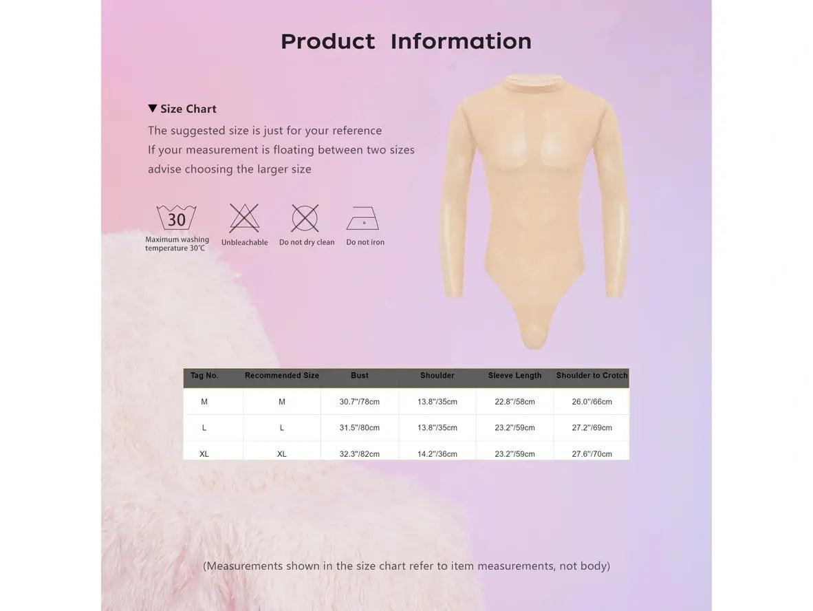 Gay Bodysuits | Sexy High Cut Long Sleeve Thong Bodysuit