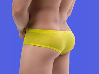Gay Boxer Briefs | Cheeky Mesh Boxer Briefs - Yellow / M Waist 25-30"