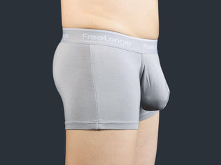 Gay Boxer Briefs | FREELONGER Pouch Boxer Briefs - Light Gray / L Waist 27-30"