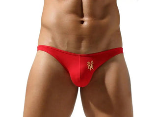 Gay Briefs | TAUWELL Cotton Dragon Underwear Briefs - Red / M Waist 28-30"