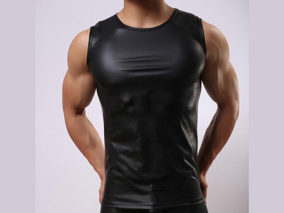 Gay Clubwear | CIOKICX Sleeveless Faux Leather T-Shirt