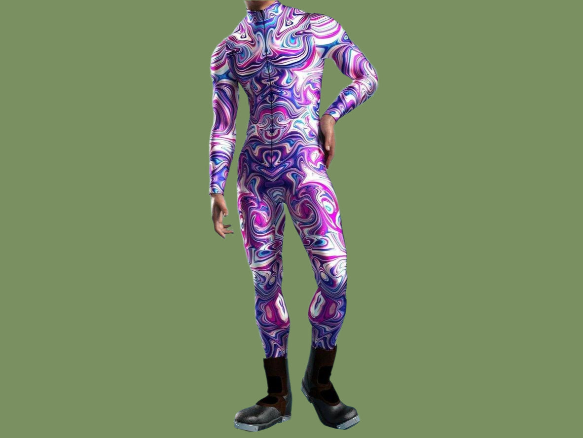 Gay Costumes | Colorful Front Zipper Rave Bodysuit