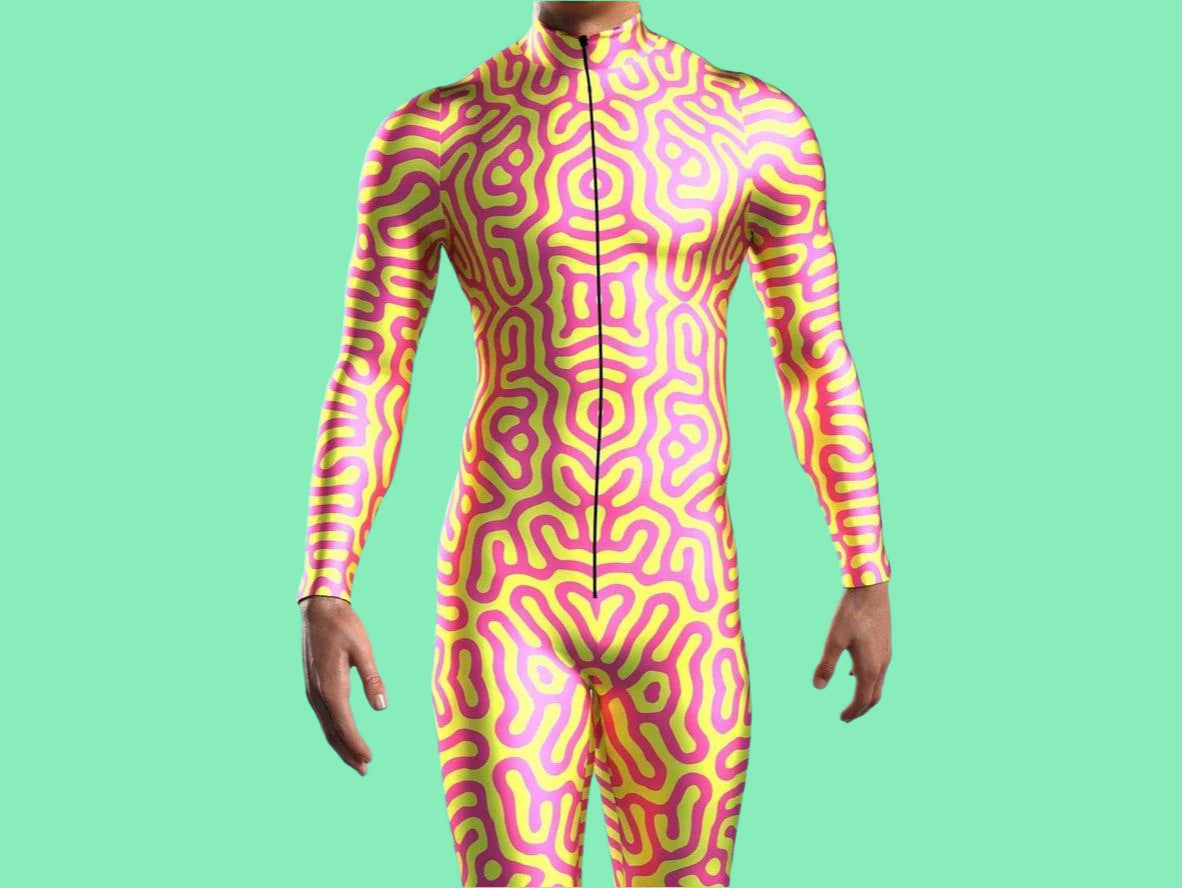 Gay Costumes | Colorful Front Zipper Rave Bodysuit