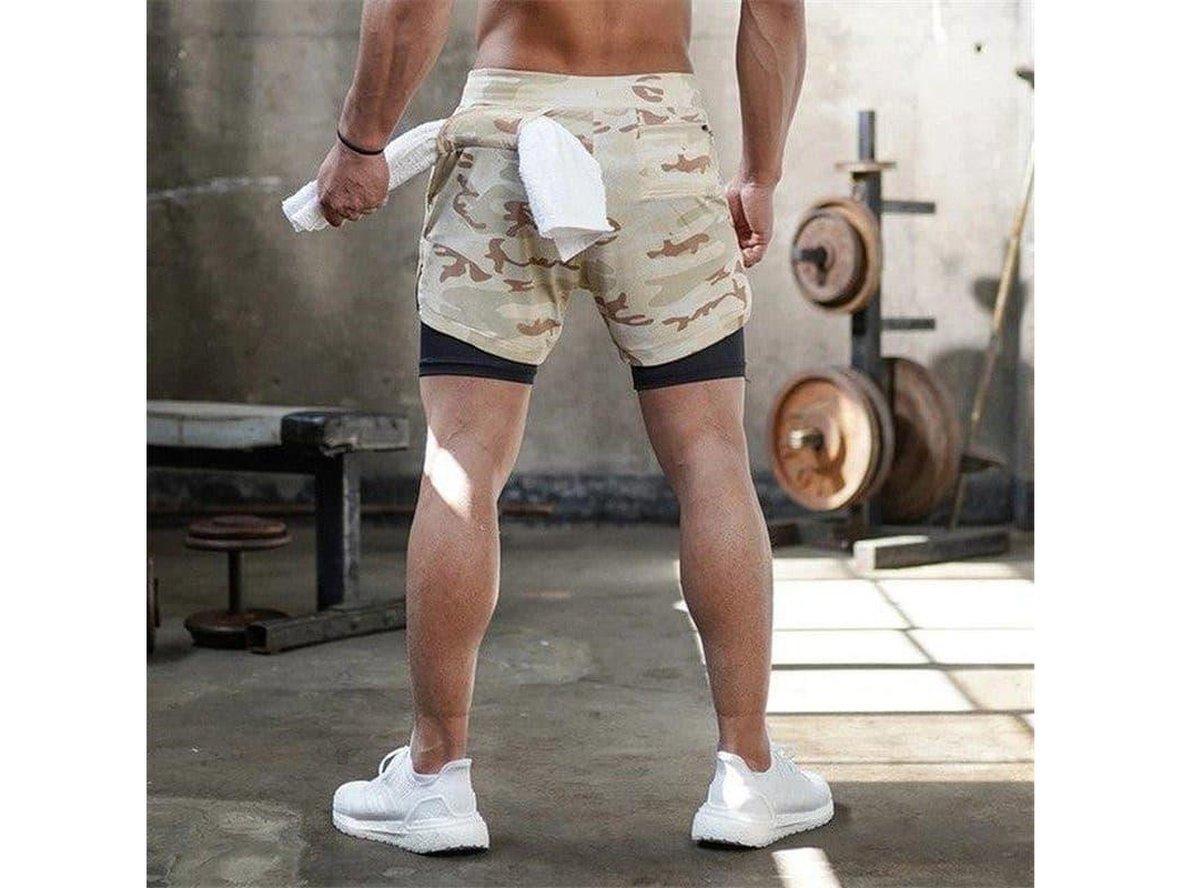 Gay Gym Shorts | GITF Activewear Quick Dry 2 in 1 Sports Camo Compression Shorts