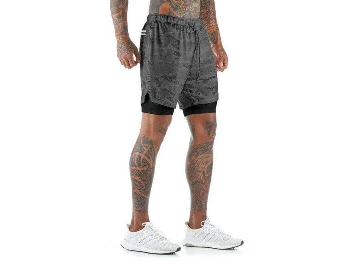 Gay Gym Shorts | GITF Activewear Quick Dry 2 in 1 Sports Camo Compression Shorts