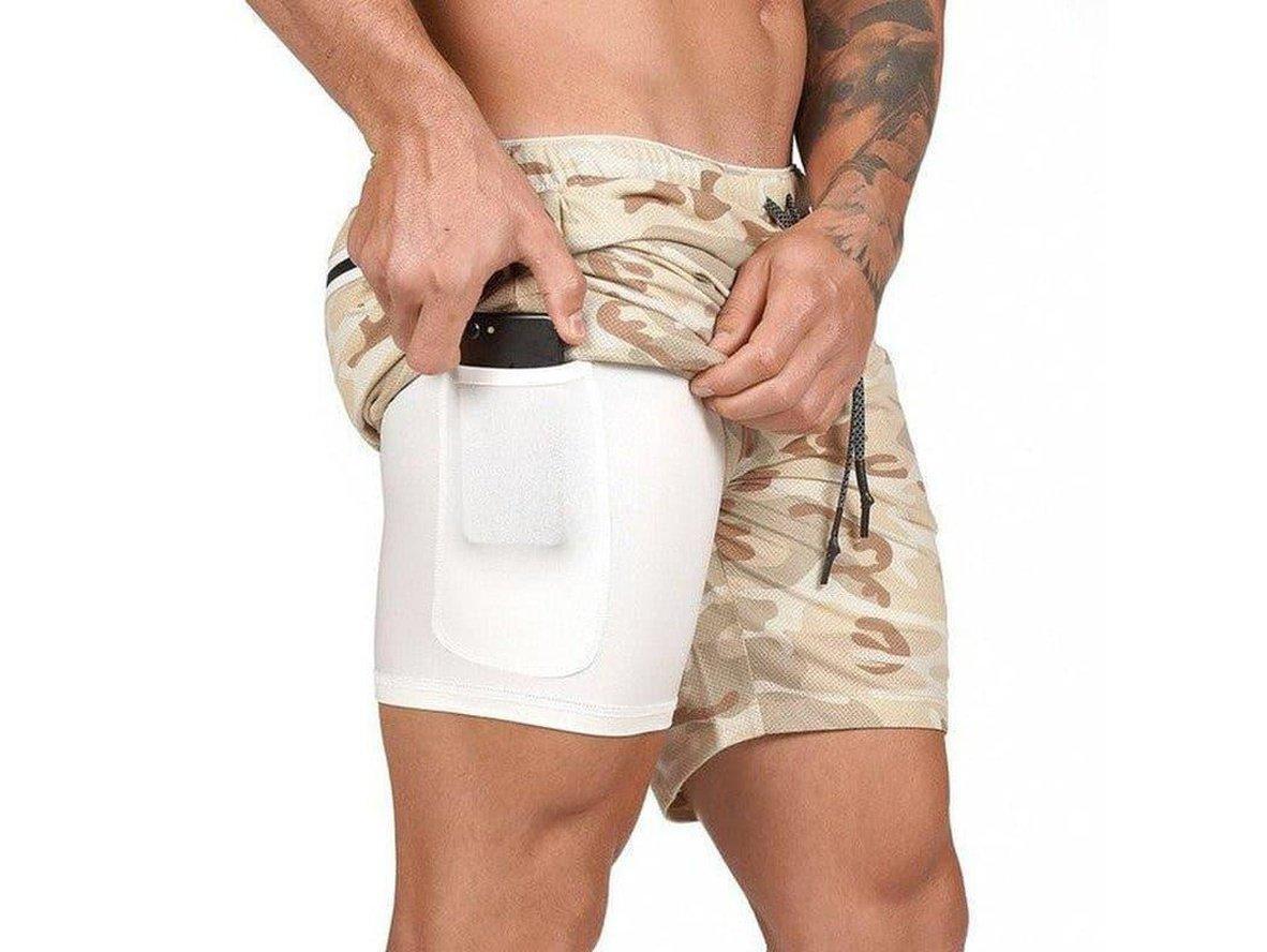 Gay Gym Shorts | GITF Activewear Quick Dry 2 in 1 Sports Camo Compression Shorts