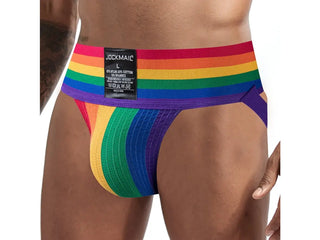 Gay Jockstraps | JOCKMAIL Underwear 3-Inch-Wide Pride Jockstraps - Rainbow / M Waist 27-30"