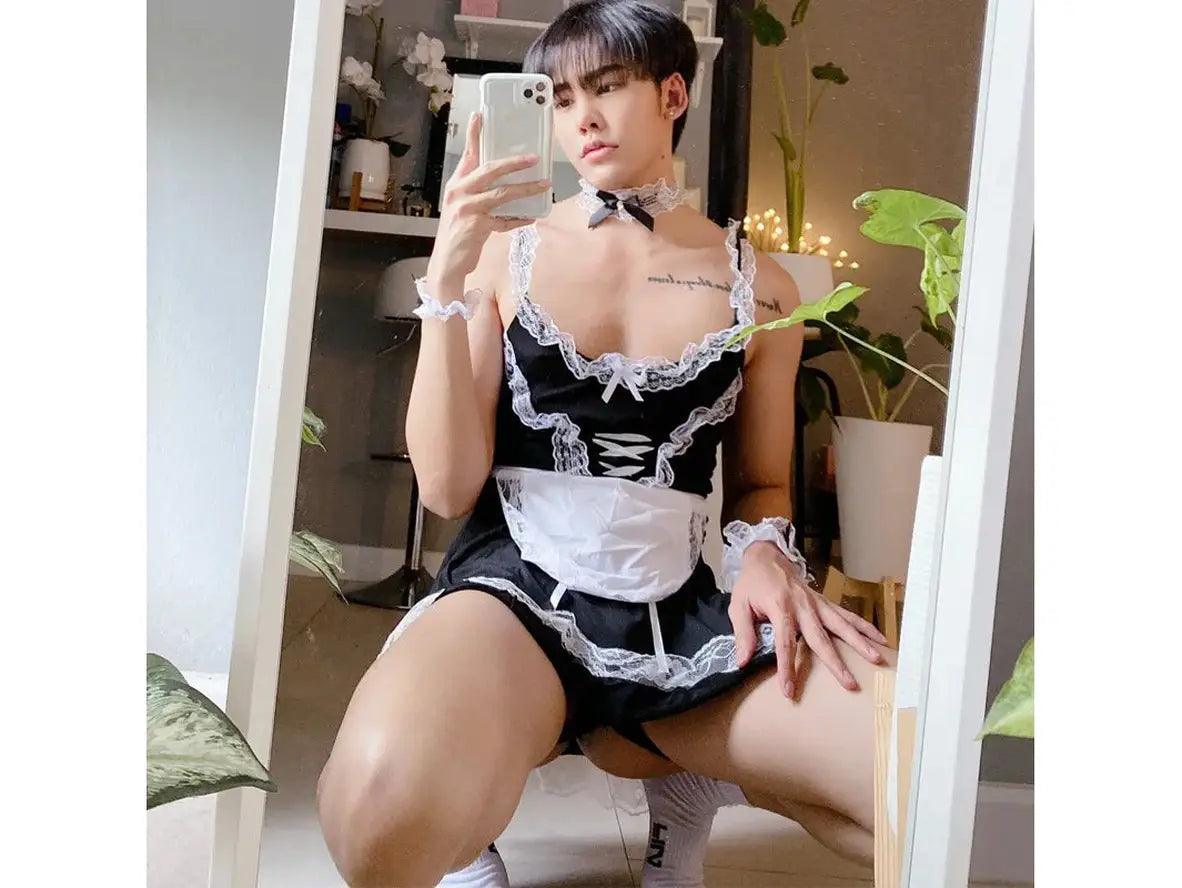Gay Lingerie | Costume Sexy Male Lace Maid Dress Gay Lingerie | Costume Sexy Male Lace Maid Dress