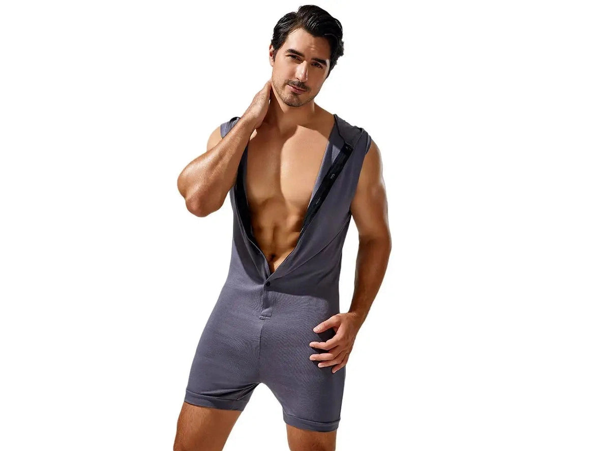 Gay Loungewear | TAUWELL Sleeveless Hooded Bodysuit