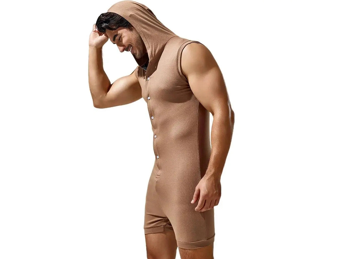 Gay Loungewear | TAUWELL Sleeveless Hooded Bodysuit