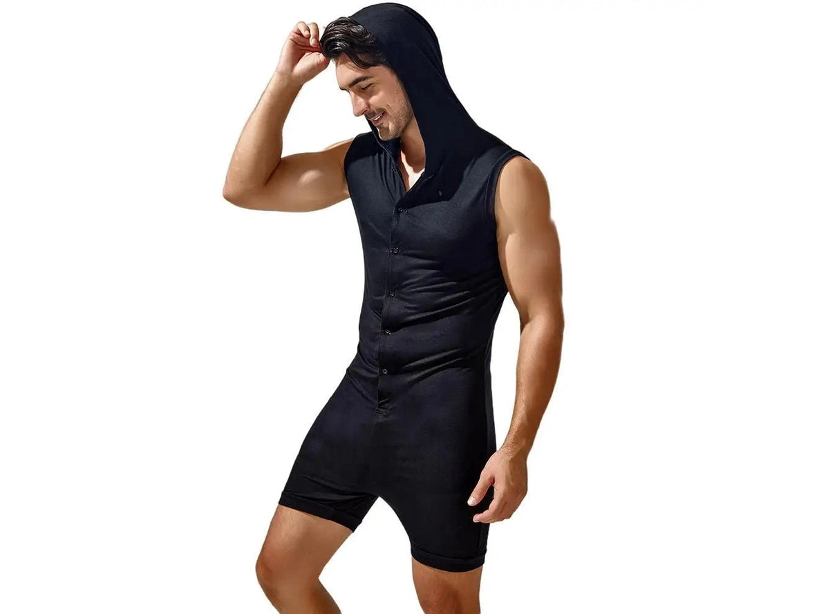 Gay Loungewear | TAUWELL Sleeveless Hooded Bodysuit
