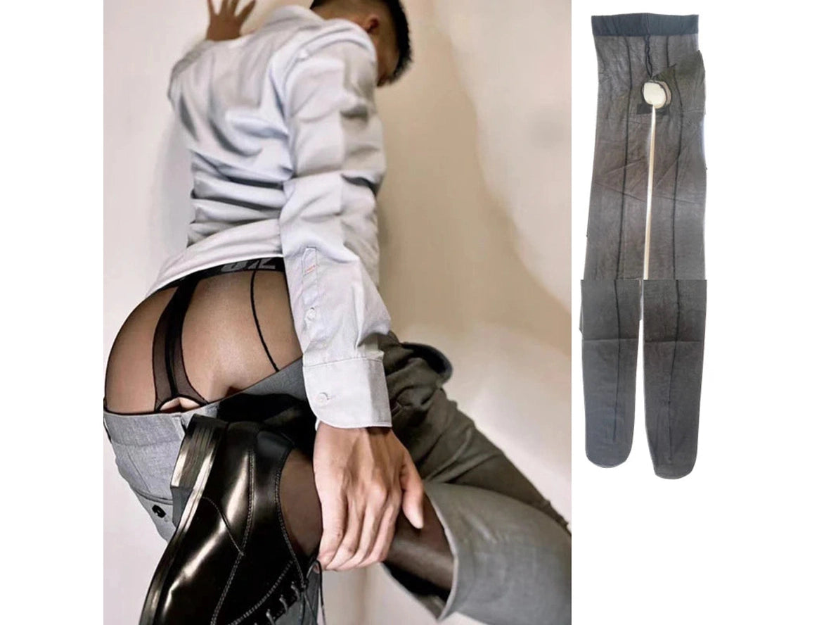 Gay Pantyhose | Crotchless Transparent Pantyhose