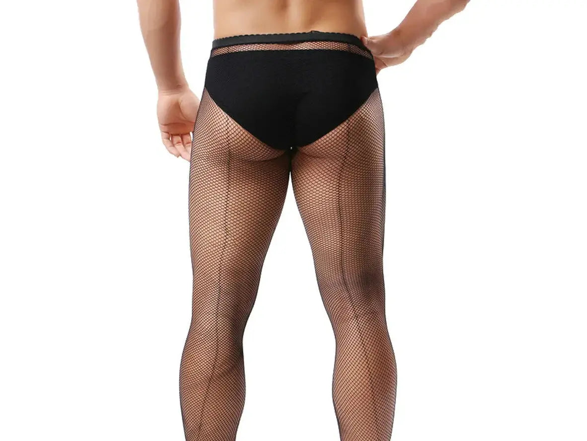 Gay Pantyhose | Male Crotchless Fishnet Pantyhose