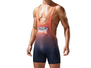 Gay Singlets | TAUWELL Wrestling Playsuits - Orange / M Weight 110-132lbs