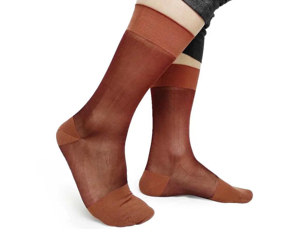 Gay Socks | Coffee Color Nylon Dress Socks