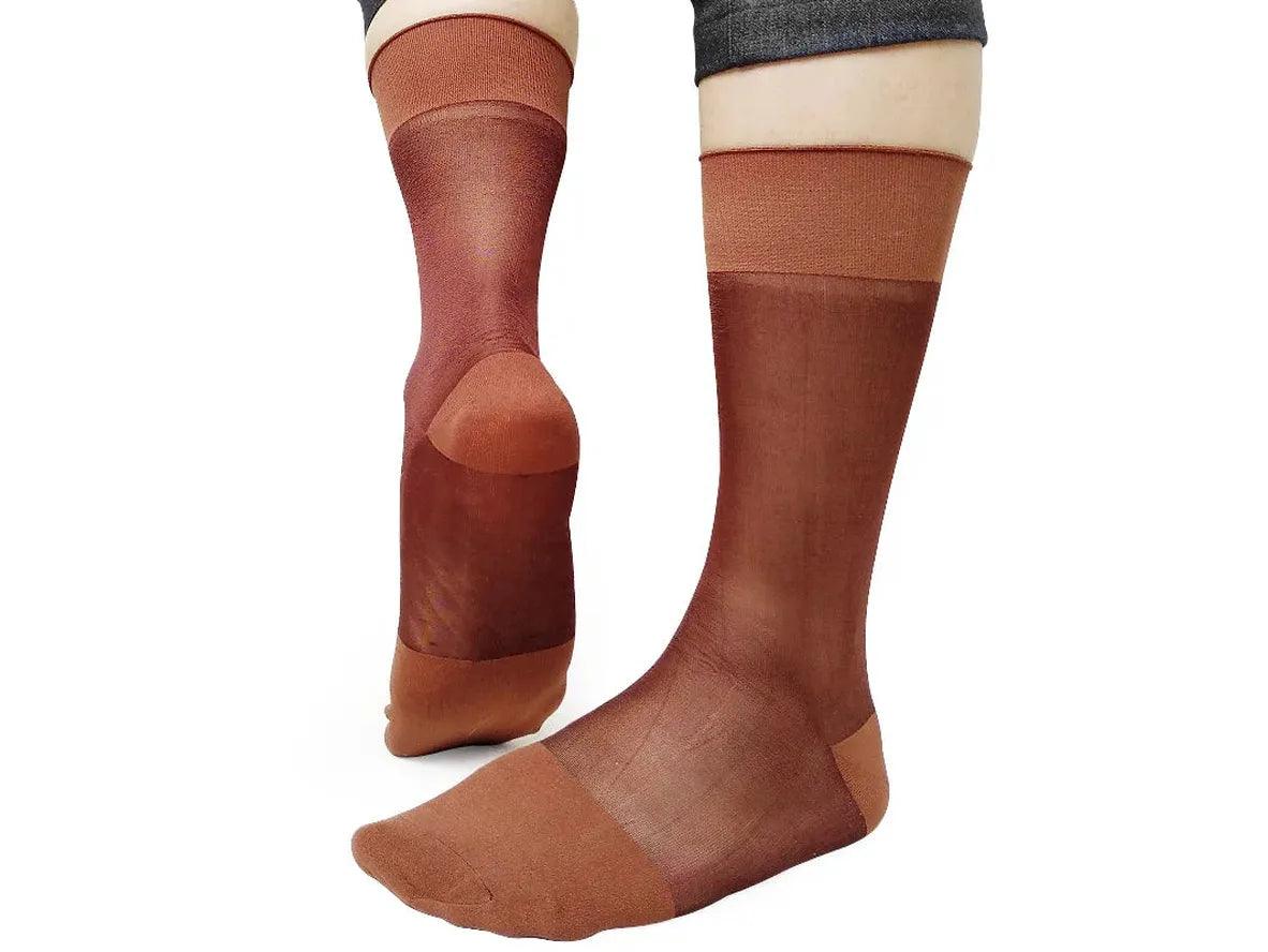 Gay Socks | Coffee Color Nylon Dress Socks