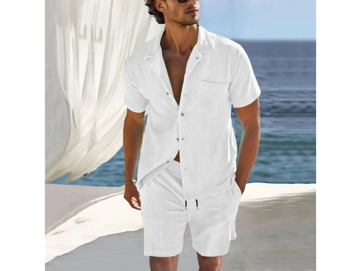 Gay Summer Outfits | Casual Button-down Lapel Shirt and Shorts