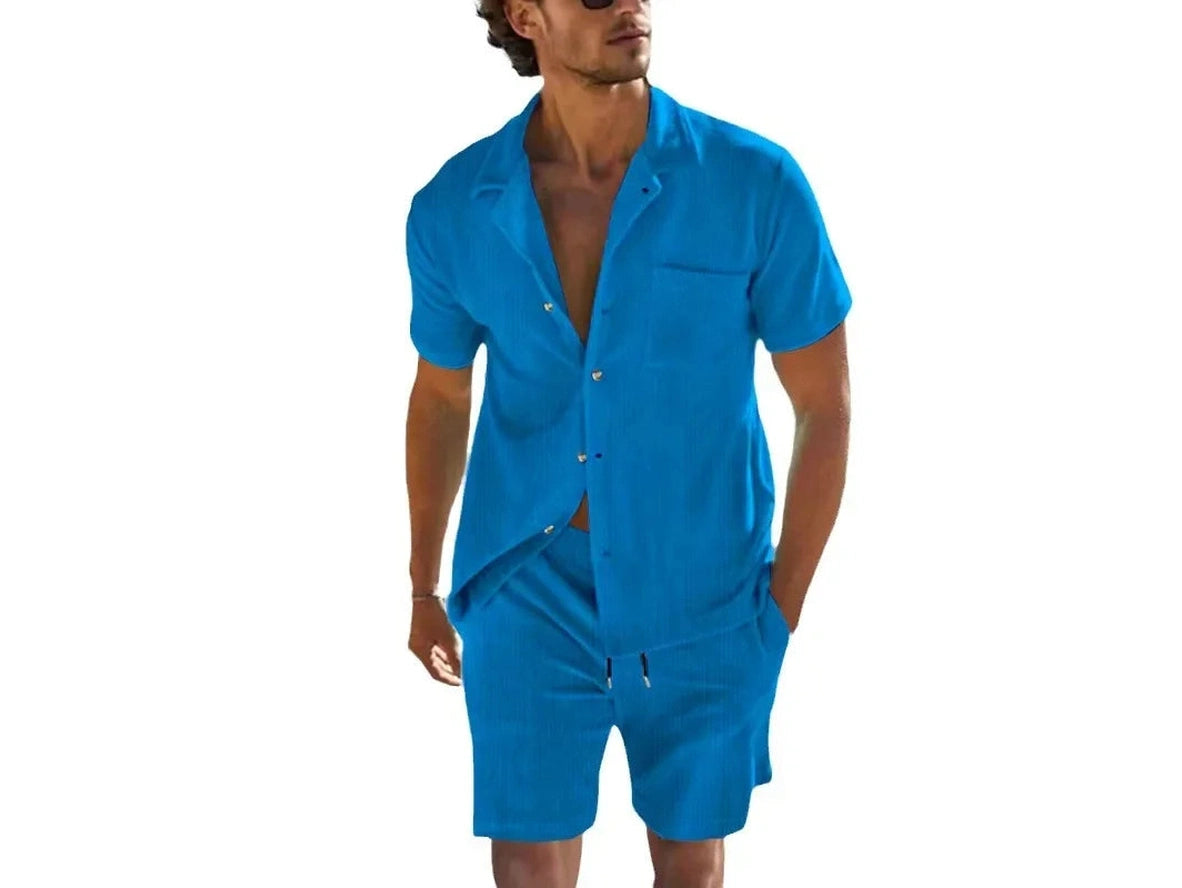 Gay Summer Outfits | Casual Button-down Lapel Shirt and Shorts