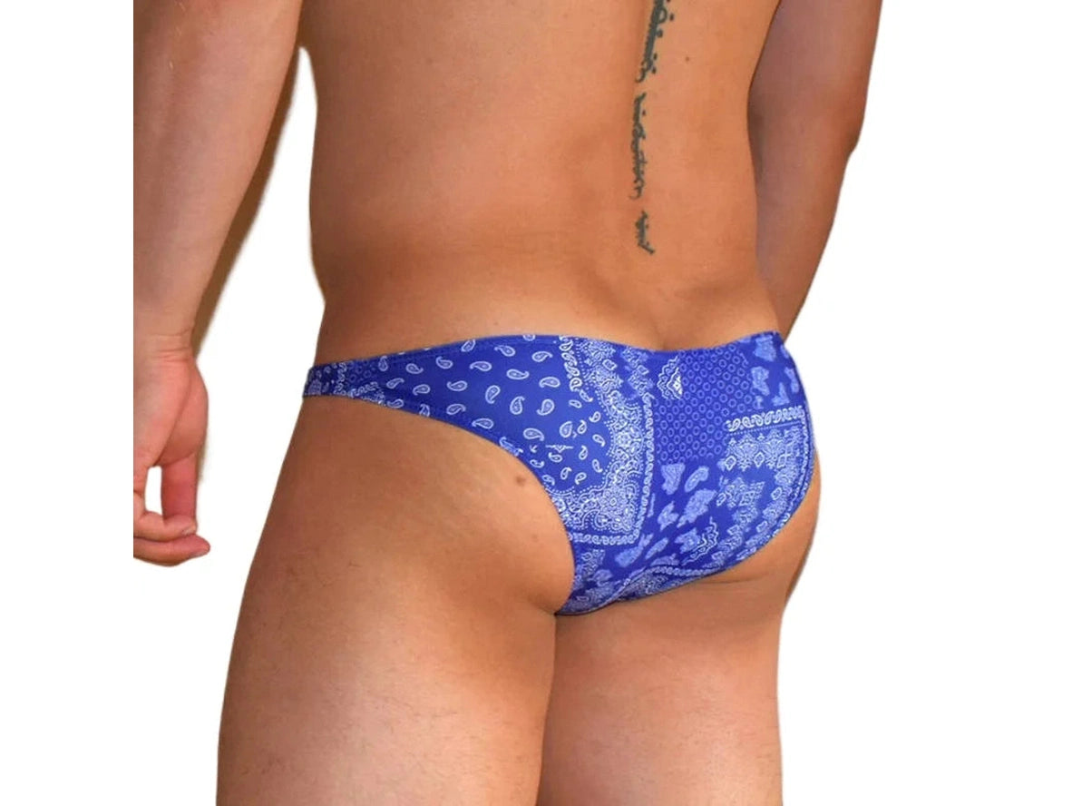 Gay Swim Bikinis | SEOBEAN Ultra Low-Rise Blue Print Bikinis