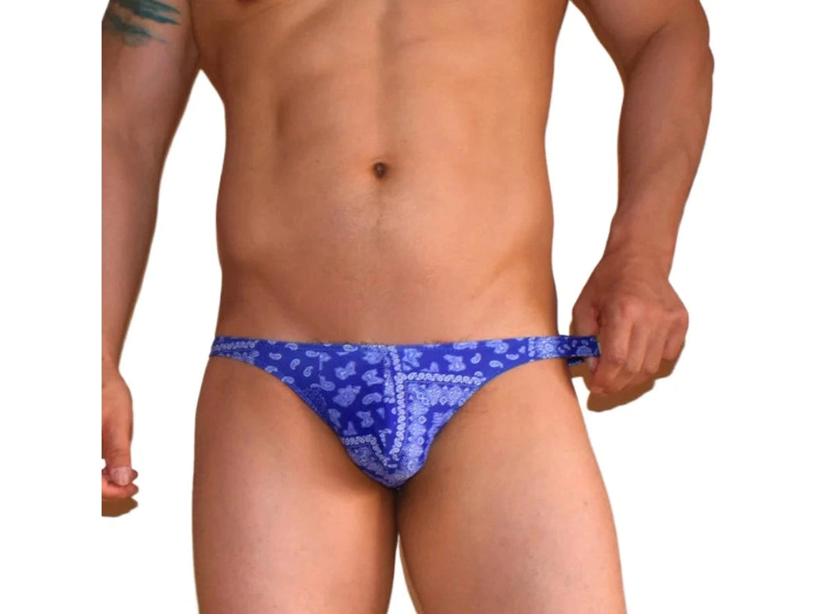 Gay Swim Bikinis | SEOBEAN Ultra Low-Rise Blue Print Bikinis