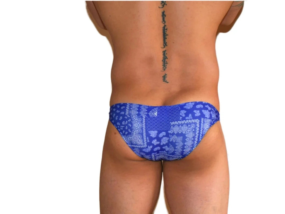 Gay Swim Bikinis | SEOBEAN Ultra Low-Rise Blue Print Bikinis