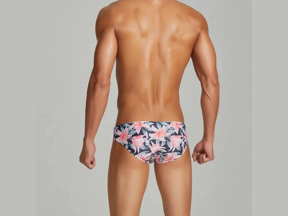 Gay Swim Bikinis | Sexy Flower Print Tight Swim Bikinis