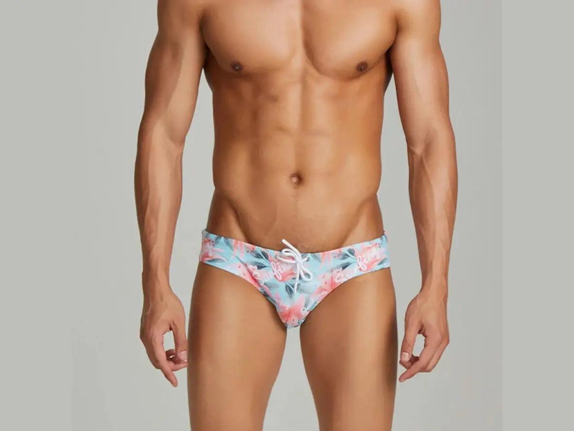 Gay Swim Bikinis | Sexy Flower Print Tight Swim Bikinis