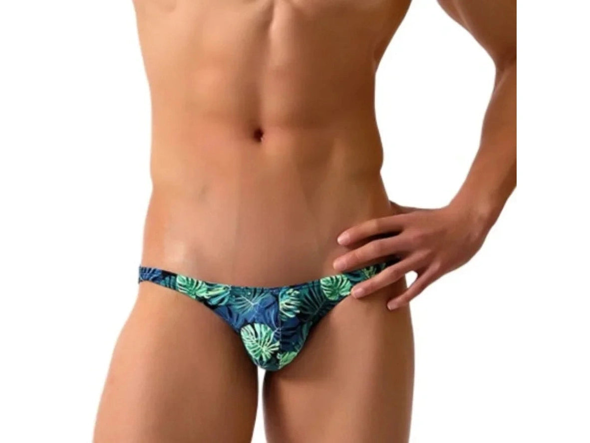 Gay Swim Bikinis | Ultra Low-Rise Green Leaf Bikinis