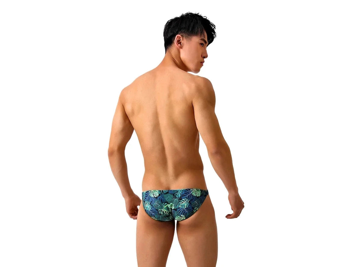 Gay Swim Bikinis | Ultra Low-Rise Green Leaf Bikinis