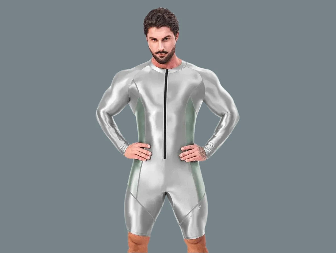 Gay Swim Bodysuits | AMORESY Atticus Series Front Zipper Long-Sleeve Bodysuit