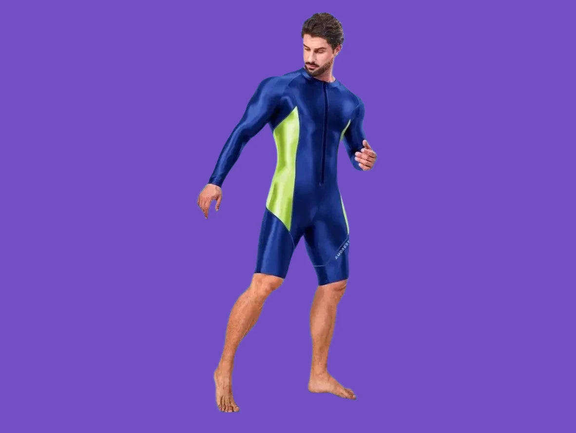 Gay Swim Bodysuits | AMORESY Atticus Series Front Zipper Long-Sleeve Bodysuit