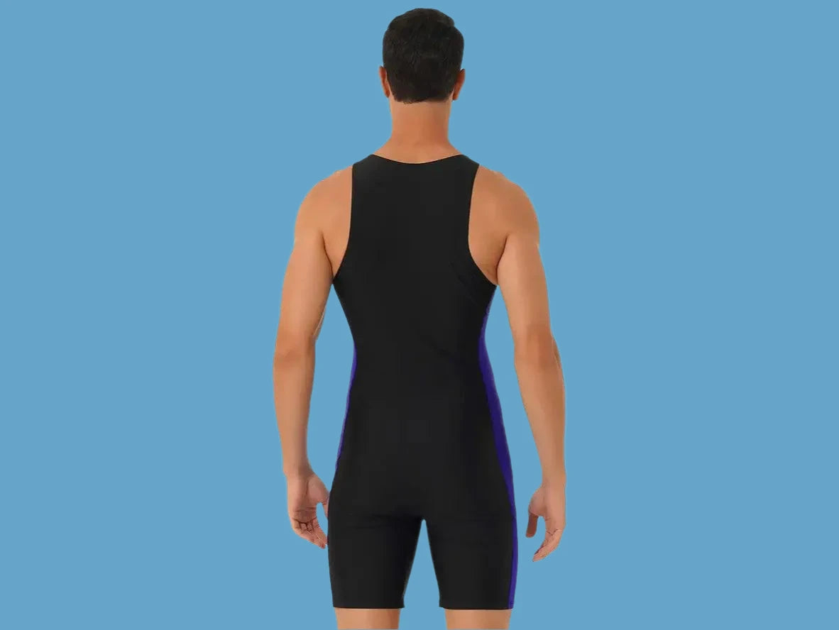 Gay Swim Bodysuits | Sleeveless Front Zipper Swim Bodysuit