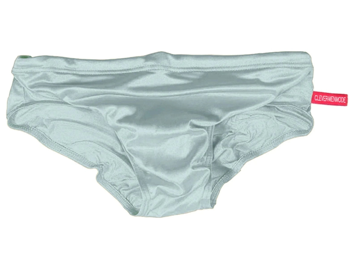 Light blue CLEVER-MENMODE nylon swim brief flat lay