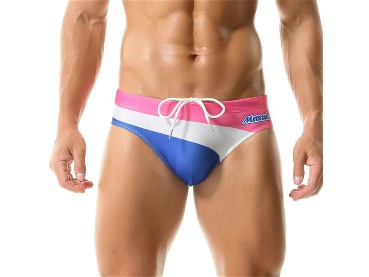Gay Swim Briefs | MENSSEXI Color Block Fun Swim Briefs