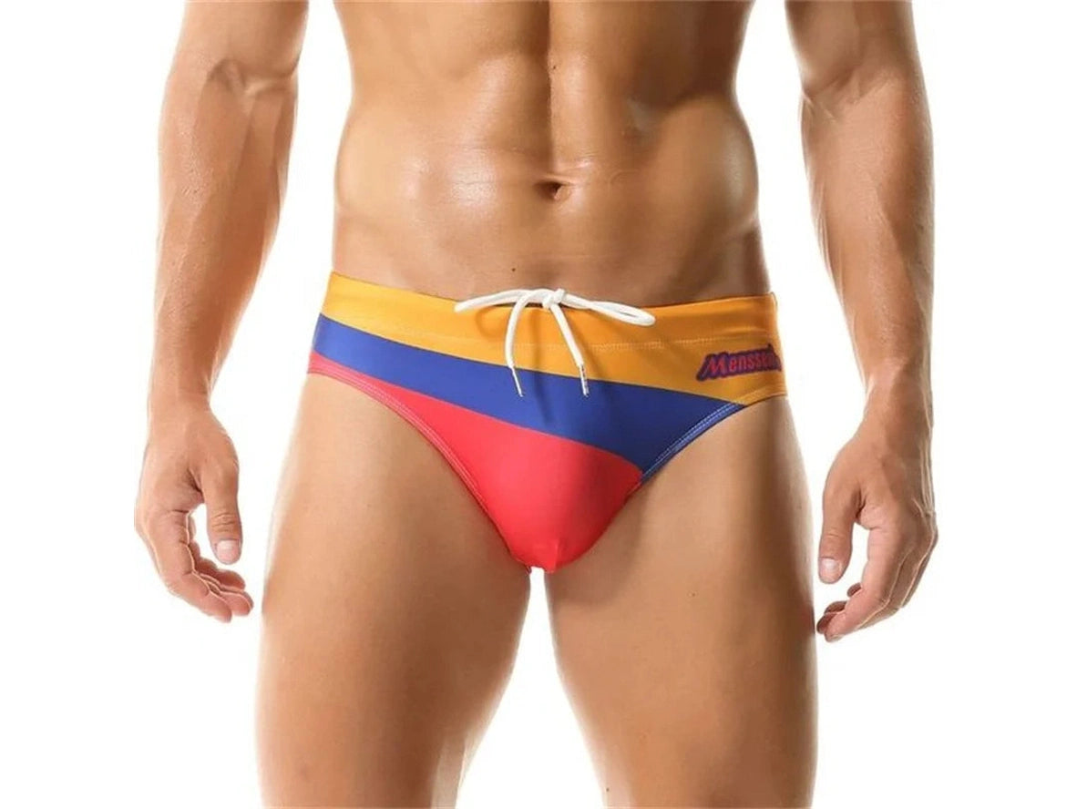 Gay Swim Briefs | MENSSEXI Color Block Fun Swim Briefs