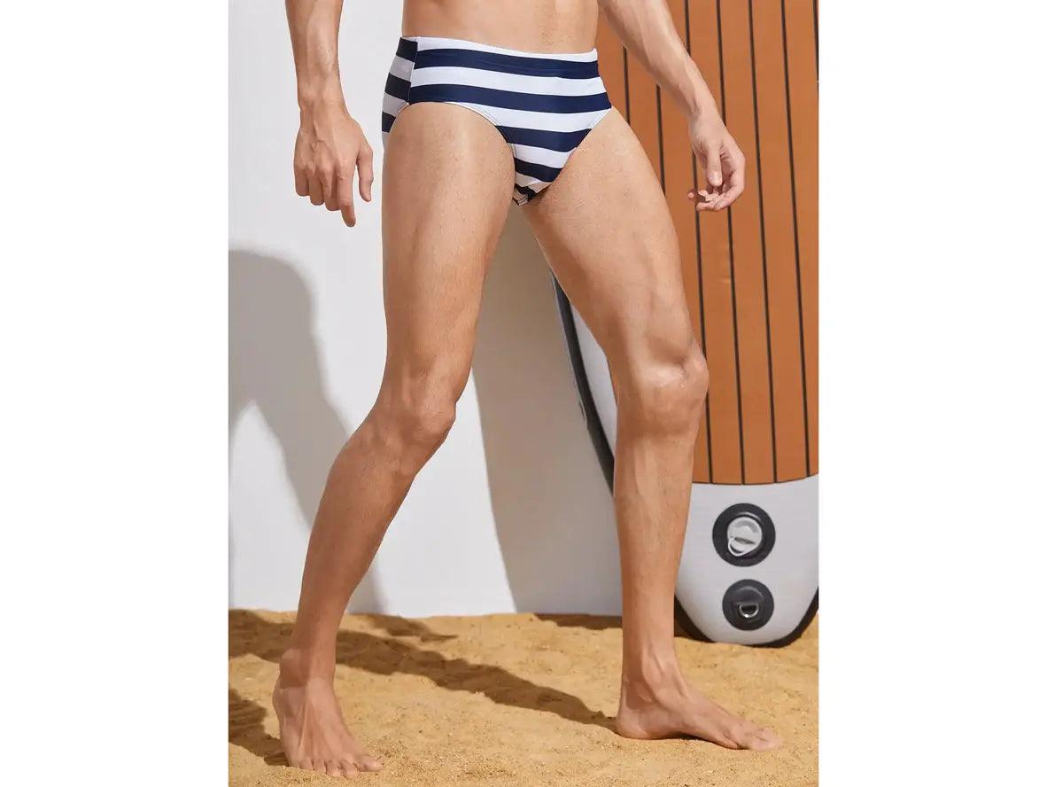 Gay Swim Briefs | Navy Stripe Sexy Swim Briefs