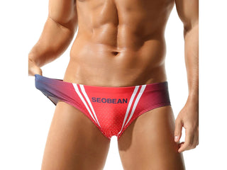 Gay Swim Briefs | SEOBEAN Gradient Swim Briefs - Red / M Waist 27-29"